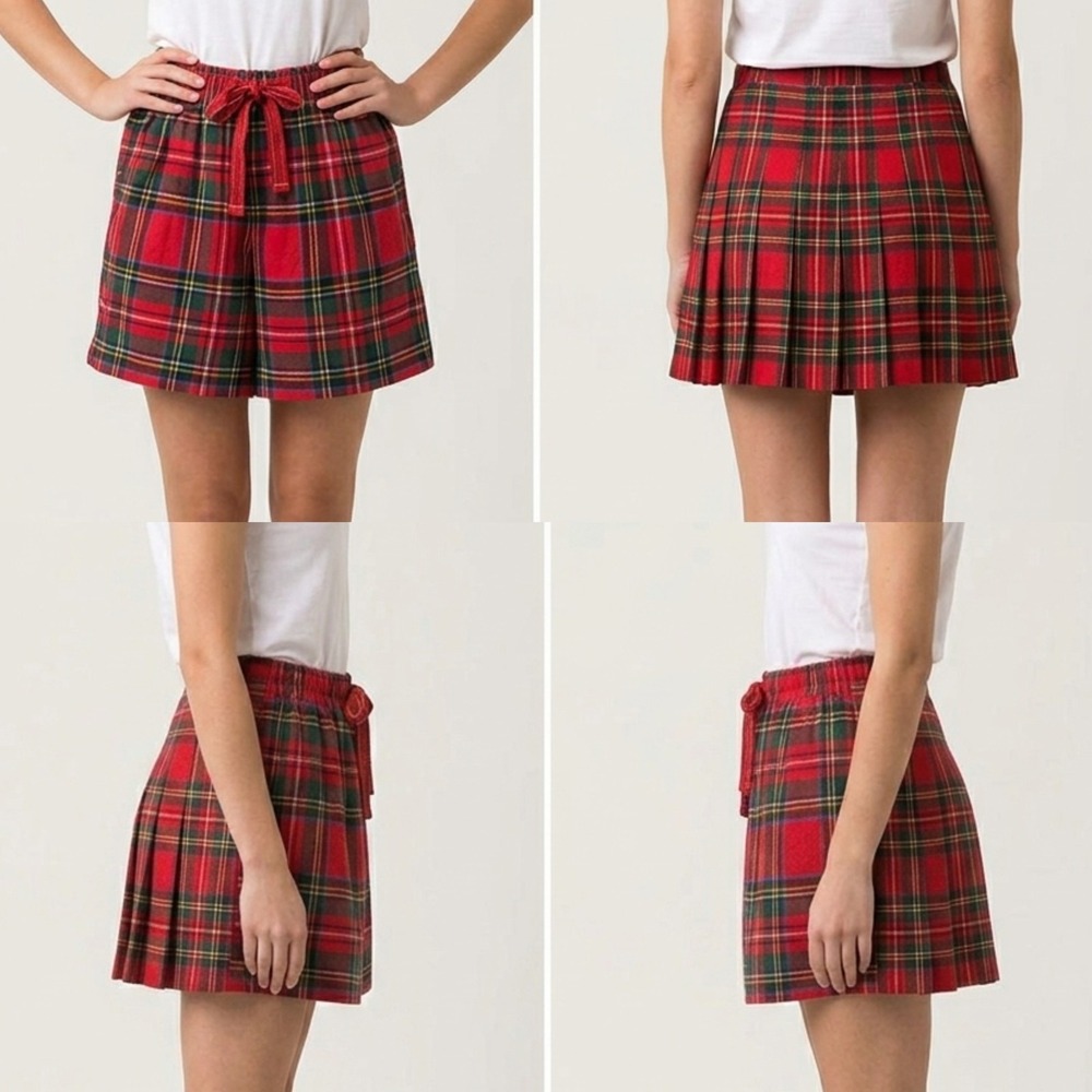 NWT Old Navy Flannel Pajama Shorts Womens L Red Green Plaid Holiday Sleep Bottom